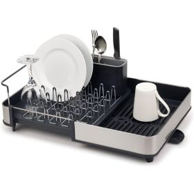 Joseph Joseph Extendable Dish Drying Rack with Dual Parts - Stainless Steel, Non-Scratch, Movable Utensil Drainer & Drainage