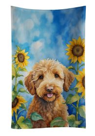 Labradoodle in Sunflowers Kitchen Towel Dish Cloths Guest Hand Towel Decorative Bathroom Towel for Face,Tea, Dishcloth, Kitchen and Bath